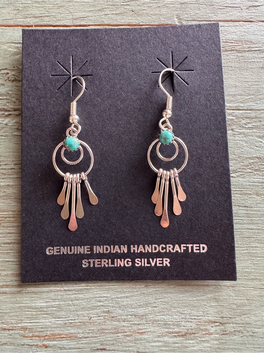 Native American Sterling Silver Turquoise Dangle Earrings